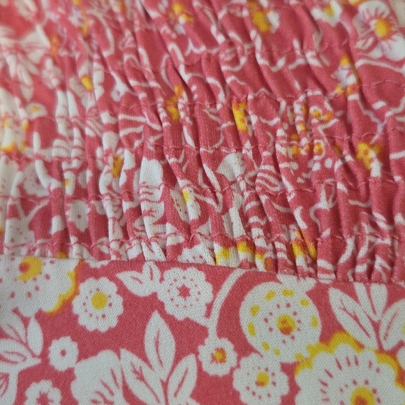 Christopher & Banks Floral Dress Medium Pink Yellow Short Sleeve Stretch Casual - Picture 10 of 12